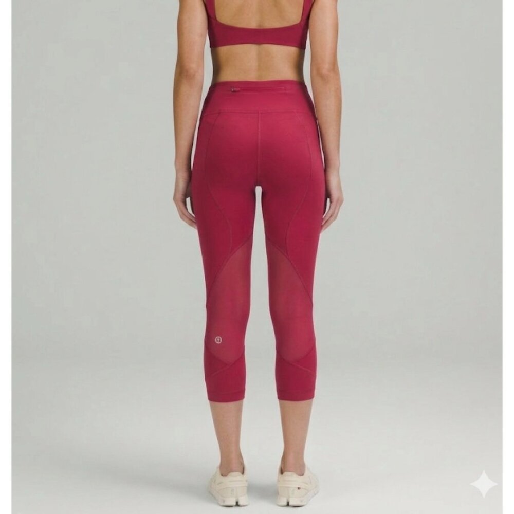 Lululemon Pace Rival Crop 22" Luxtreme Dark Red Mid-Rise Running Leggings 6 - Picture 2 of 12
